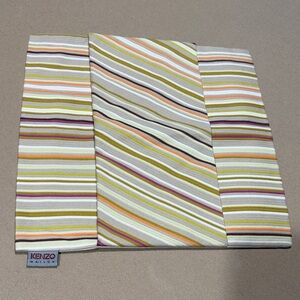 KENZO Maison Striped Throw Pillow Cover in Green, Orange, Purple & Cream13x13.5